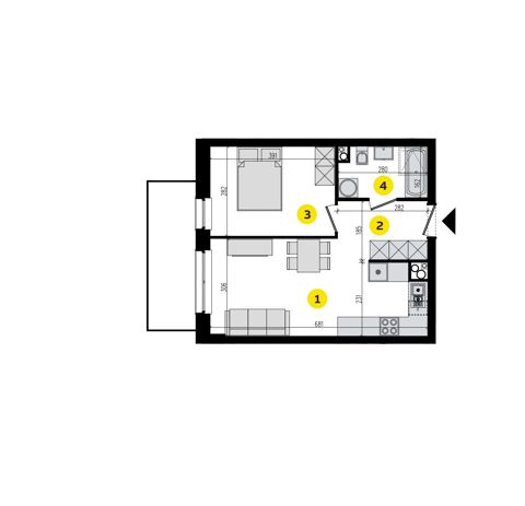 Plan 2 pok. 39m²