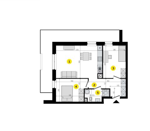 Plan 3 pok. 57m²