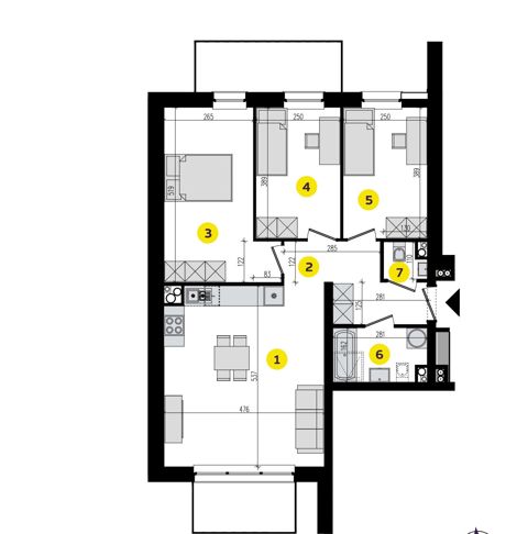 Plan 4 pok. 72m²