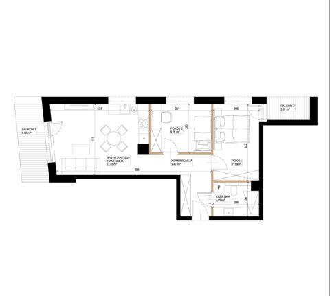 Plan 3 pok. 57m²