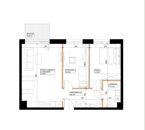 Plan 3 pok. 57m²