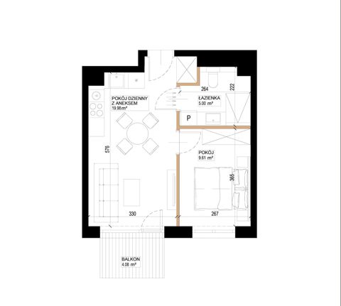 Plan 2 pok. 35m²