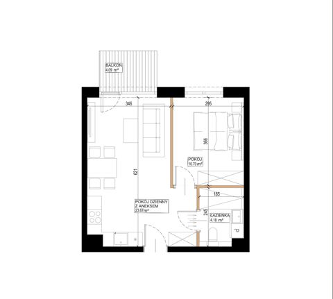 Plan 2 pok. 39m²