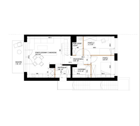Plan 3 pok. 63m²