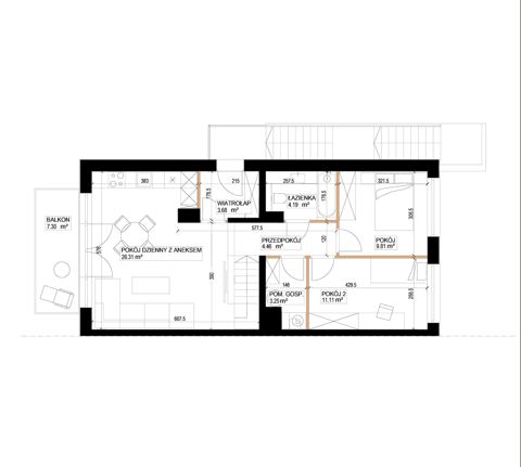 Plan 3 pok. 63m²
