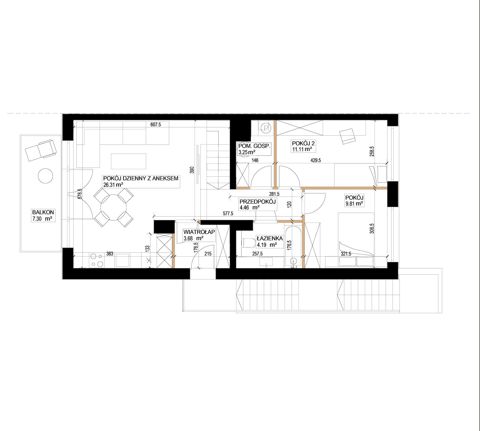 Plan 3 pok. 63m²