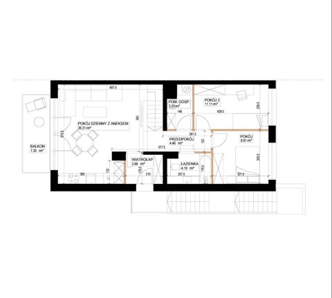 Plan 3 pok. 63m²