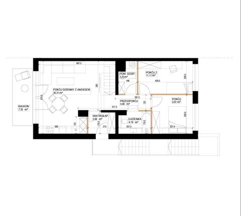 Plan 3 pok. 63m²