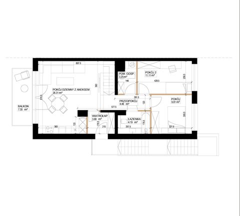 Plan 3 pok. 63m²