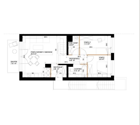 Plan 3 pok. 63m²