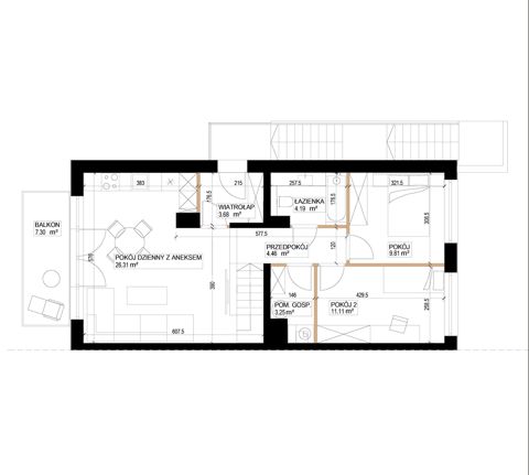 Plan 3 pok. 63m²
