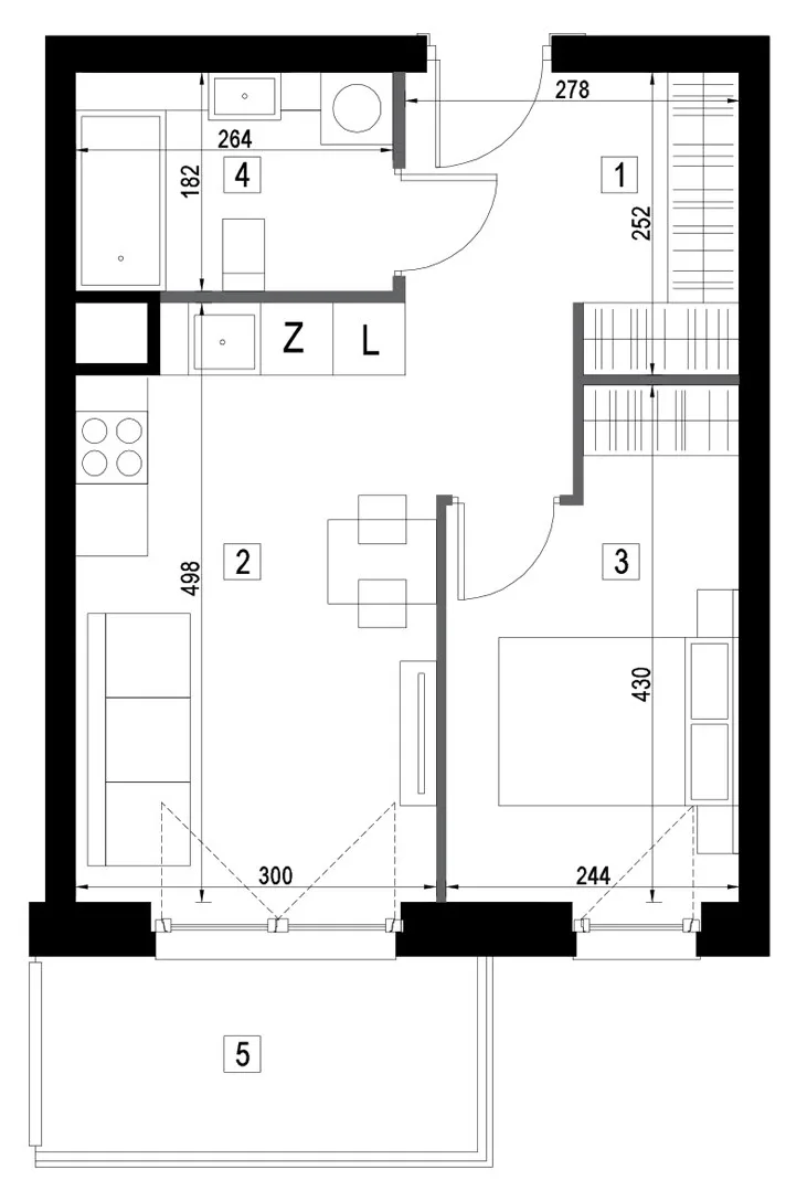 Plan 2 pok. 36m²