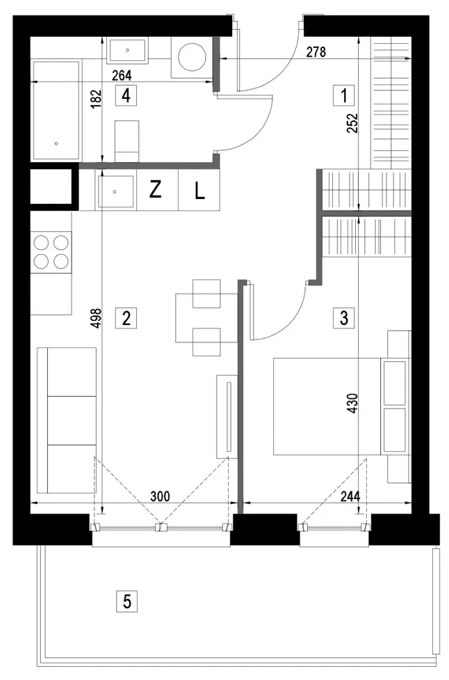 Plan 2 pok. 36m²
