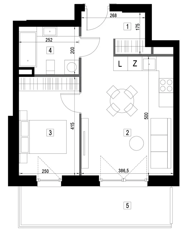 Plan 2 pok. 39m²