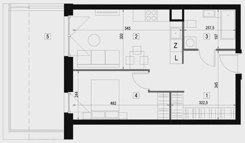 Plan 2 pok. 43m²