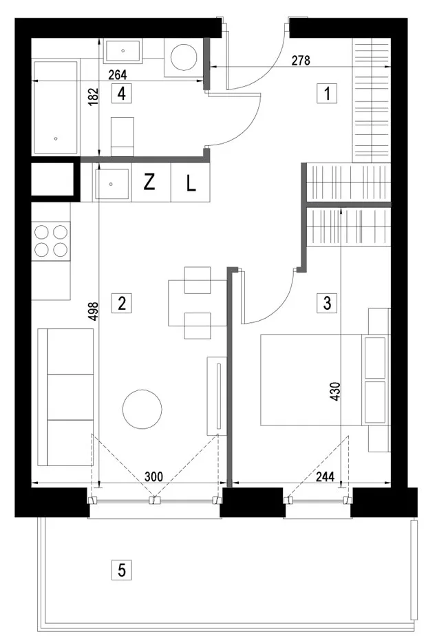 Plan 2 pok. 36m²