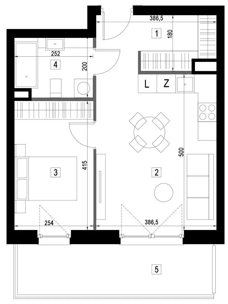 Plan 2 pok. 41m²