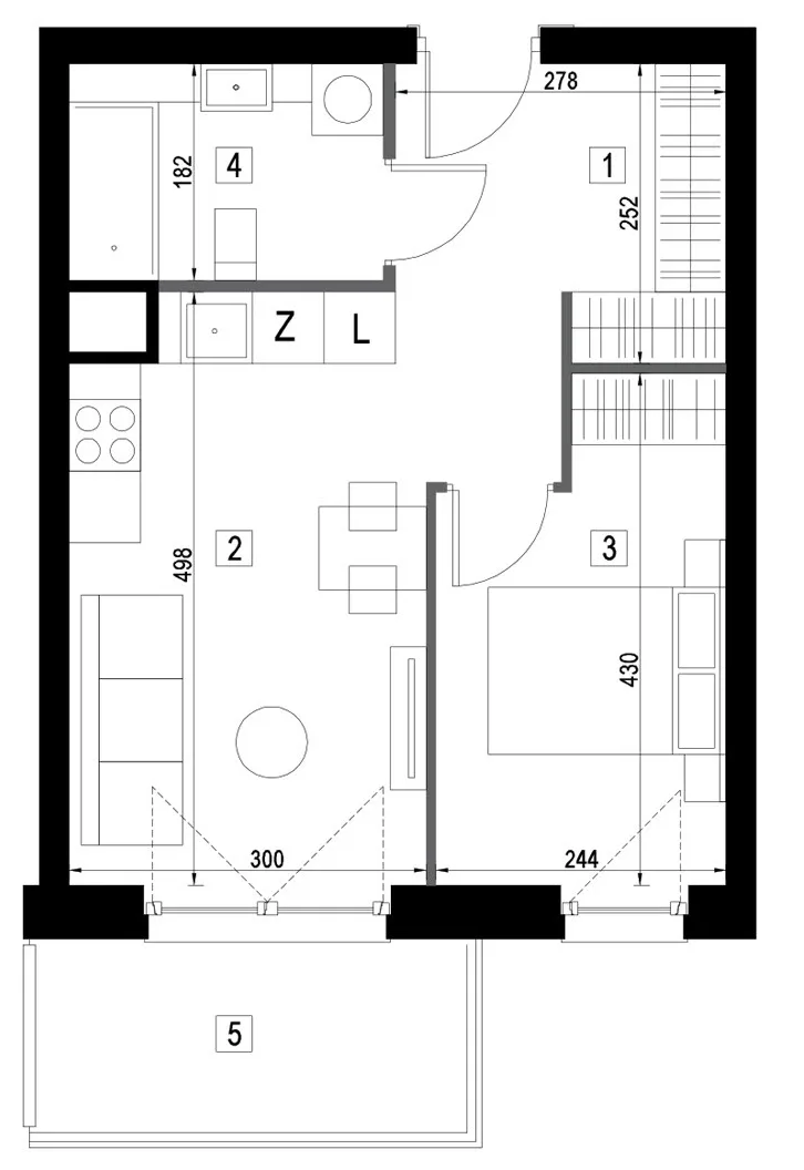 Plan 2 pok. 36m²