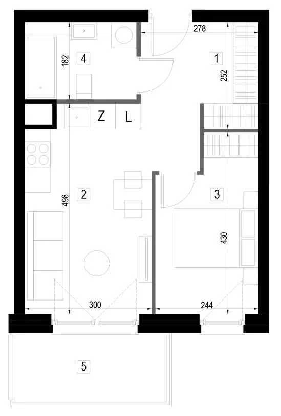 Plan 2 pok. 36m²