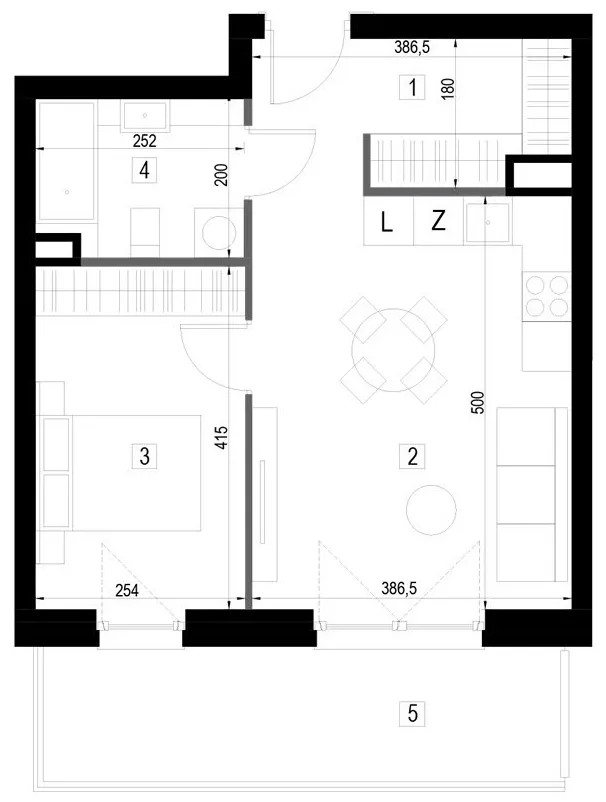 Plan 2 pok. 41m²