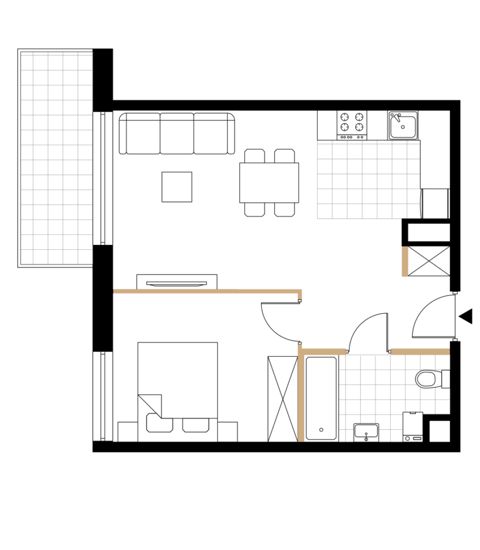 Plan 2 pok. 43m²