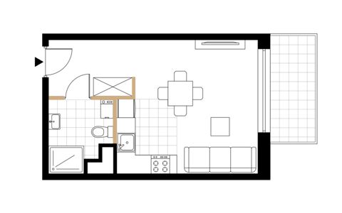 Plan 1 pok. 28m²