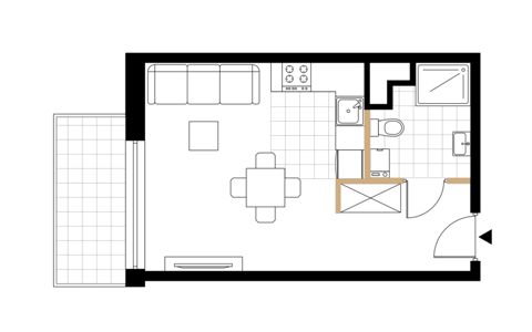 Plan 1 pok. 28m²