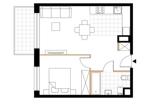 Plan 2 pok. 43m²