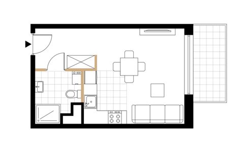 Plan 1 pok. 28m²