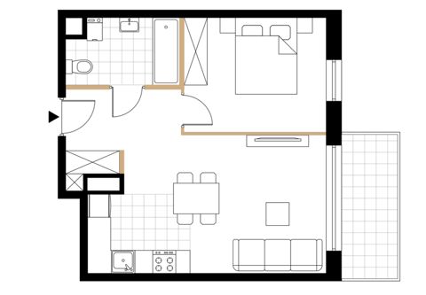 Plan 2 pok. 42m²