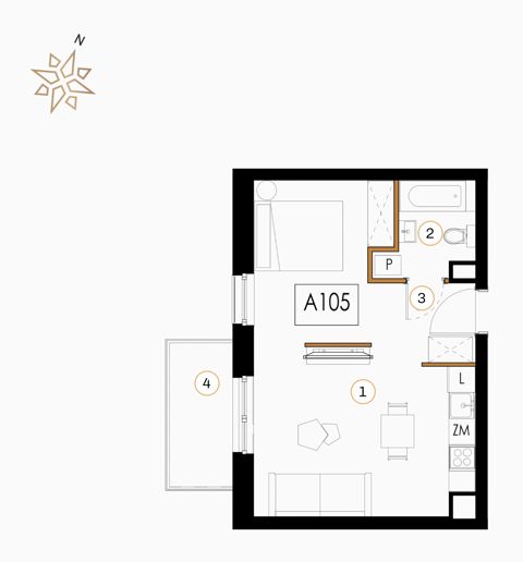 Plan 1 pok. 39m²