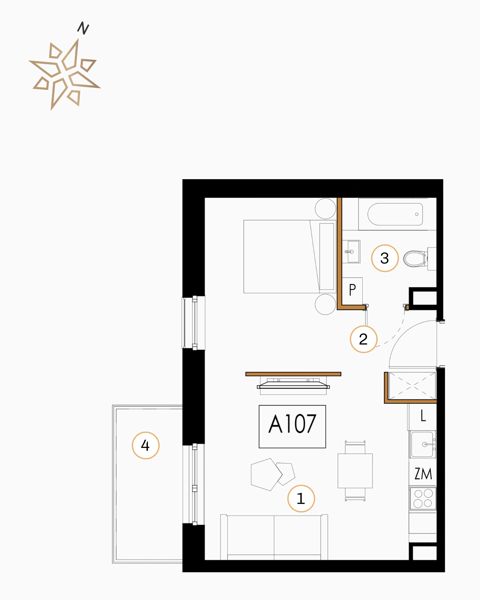 Plan 1 pok. 40m²