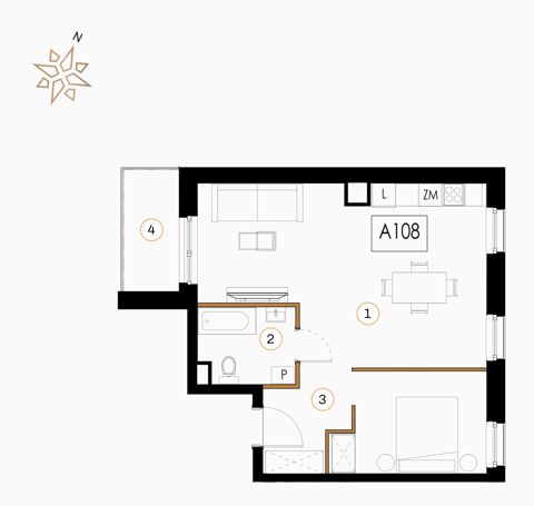 Plan 1 pok. 52m²