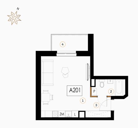Plan 1 pok. 33m²