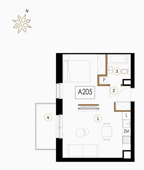 Plan 1 pok. 39m²