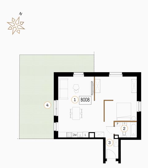 Plan 1 pok. 62m²