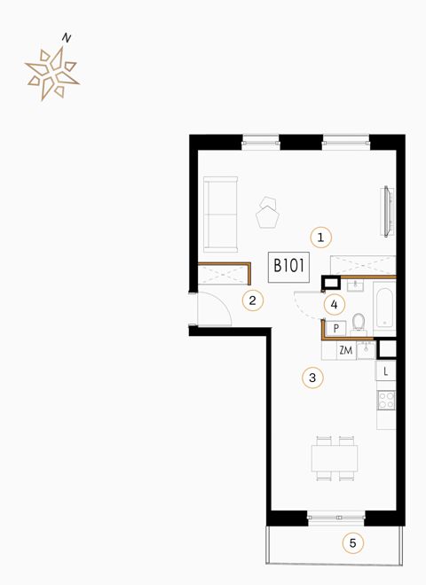 Plan 1 pok. 54m²