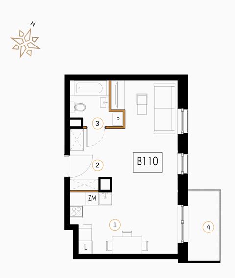 Plan 1 pok. 40m²