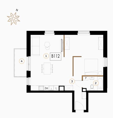 Plan 1 pok. 62m²