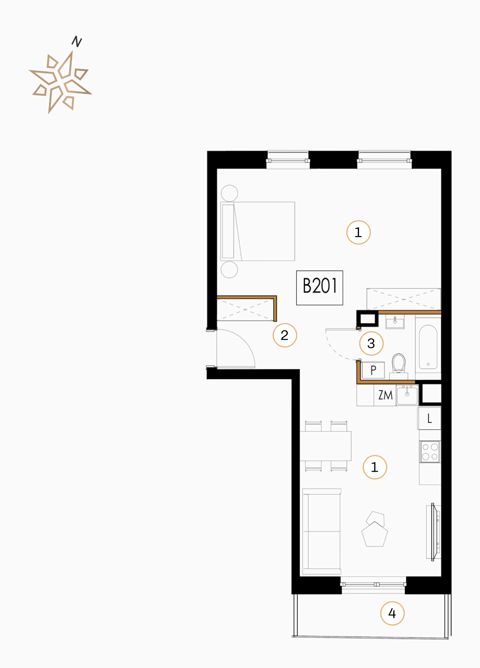 Plan 1 pok. 54m²