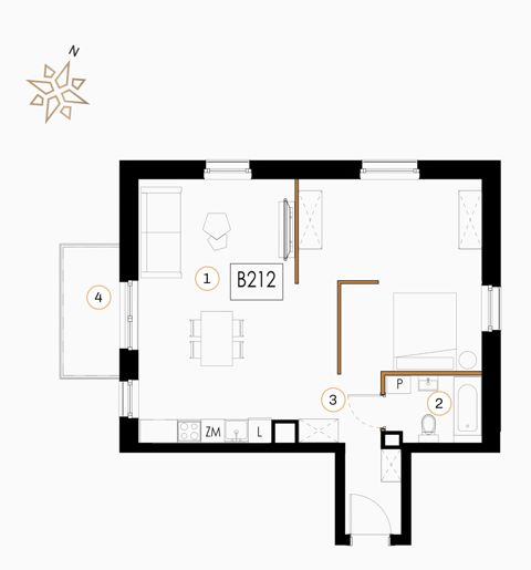 Plan 1 pok. 62m²