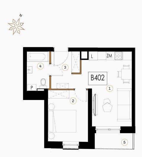 Plan 2 pok. 39m²