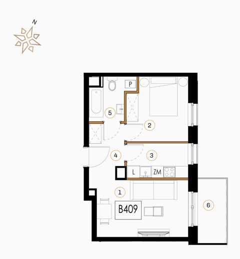 Plan 2 pok. 39m²