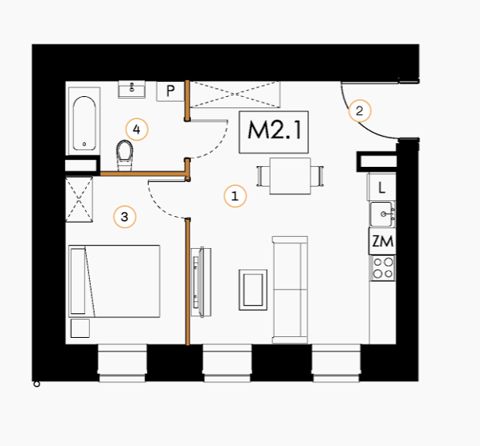 Plan 2 pok. 42m²