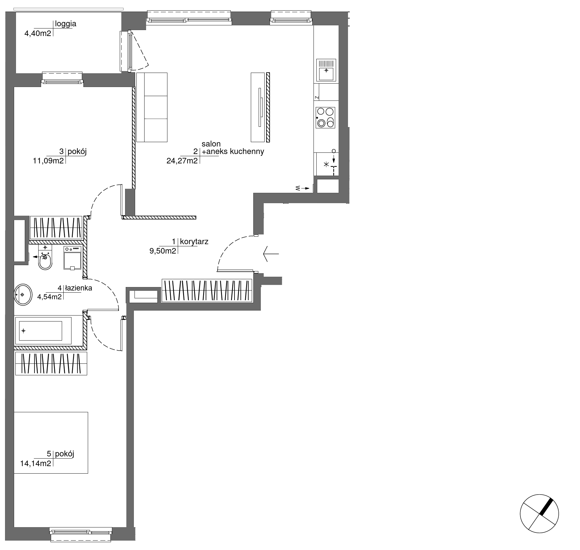 Plan 3 pok. 64m²
