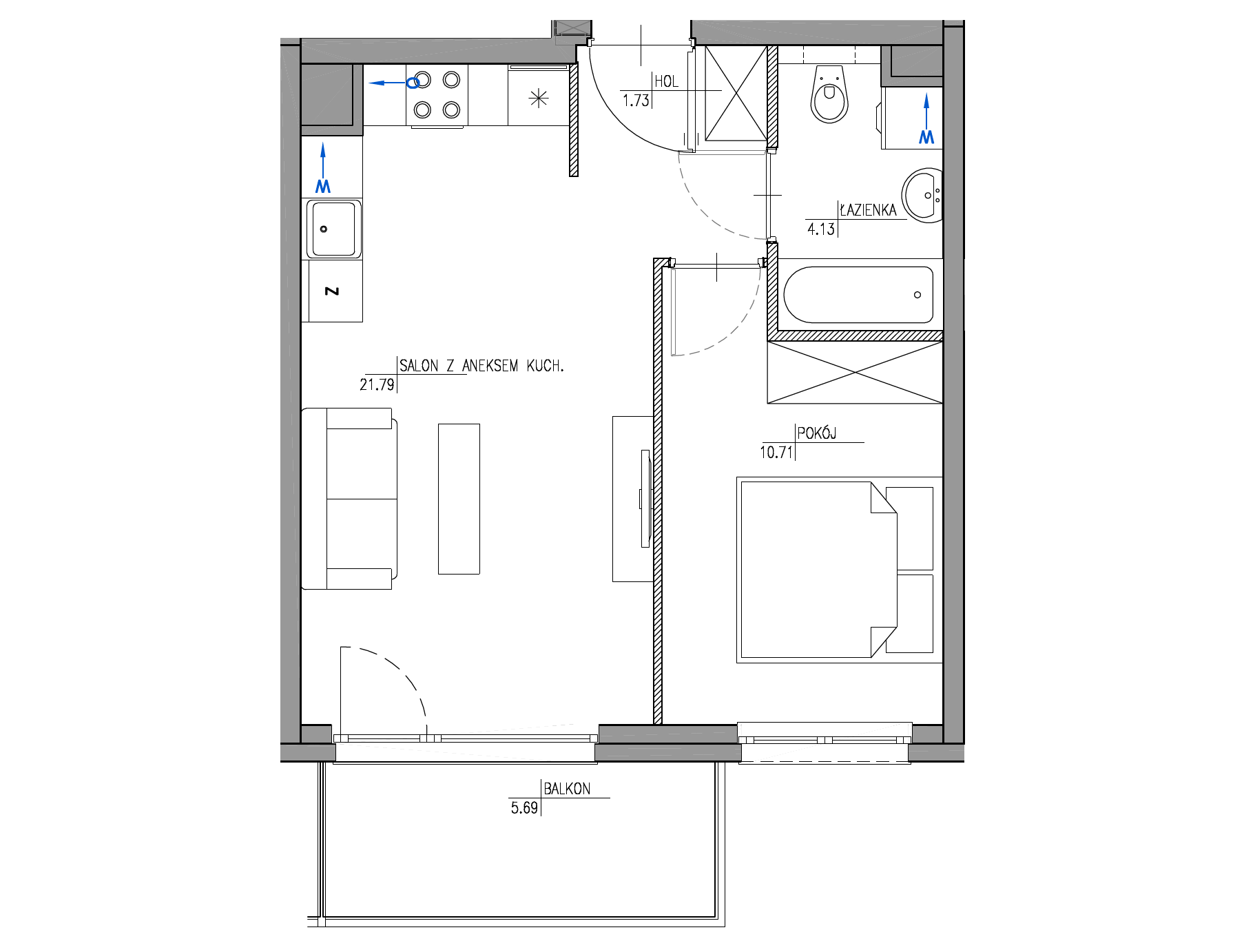 Plan 2 pok. 38m²