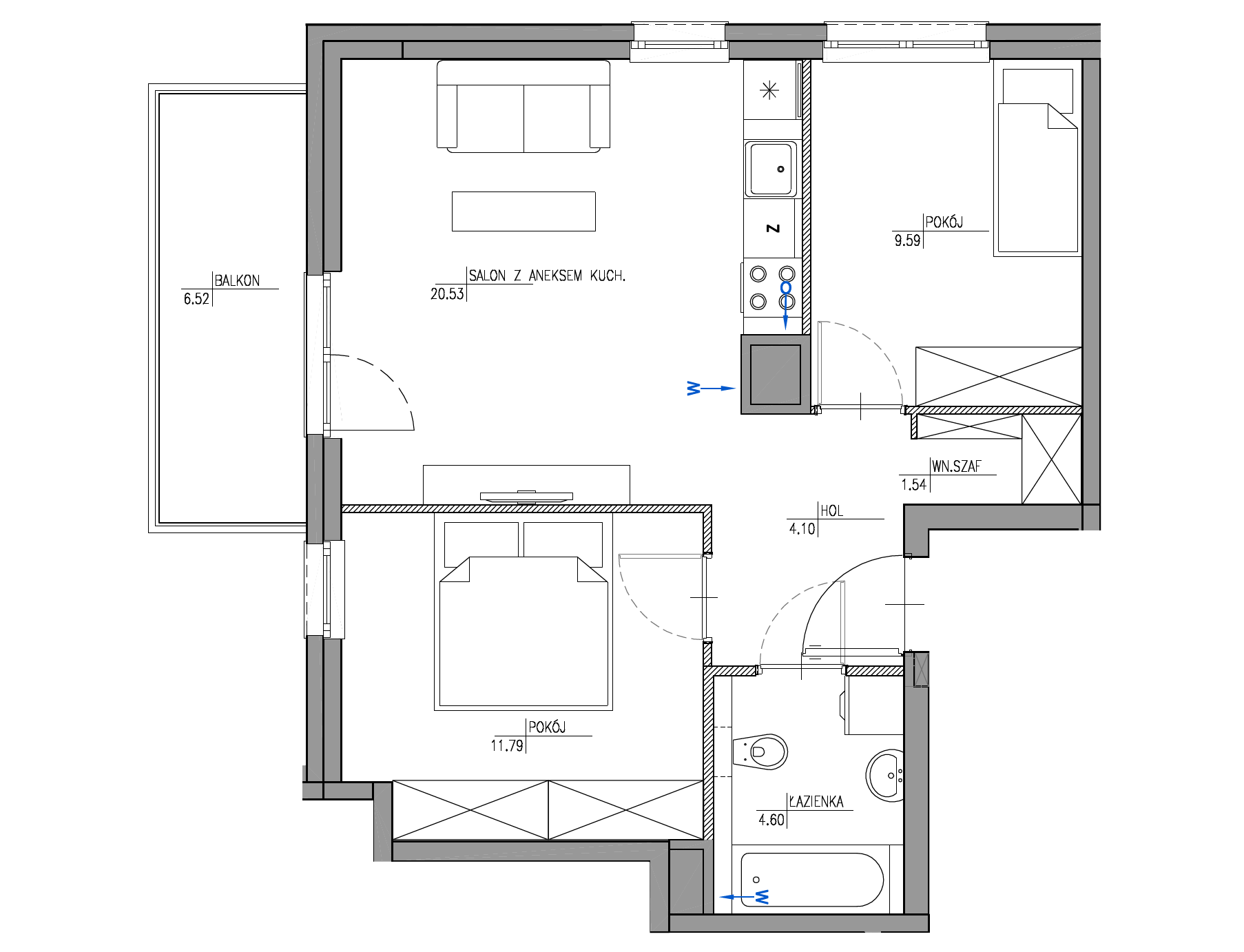 Plan 3 pok. 52m²