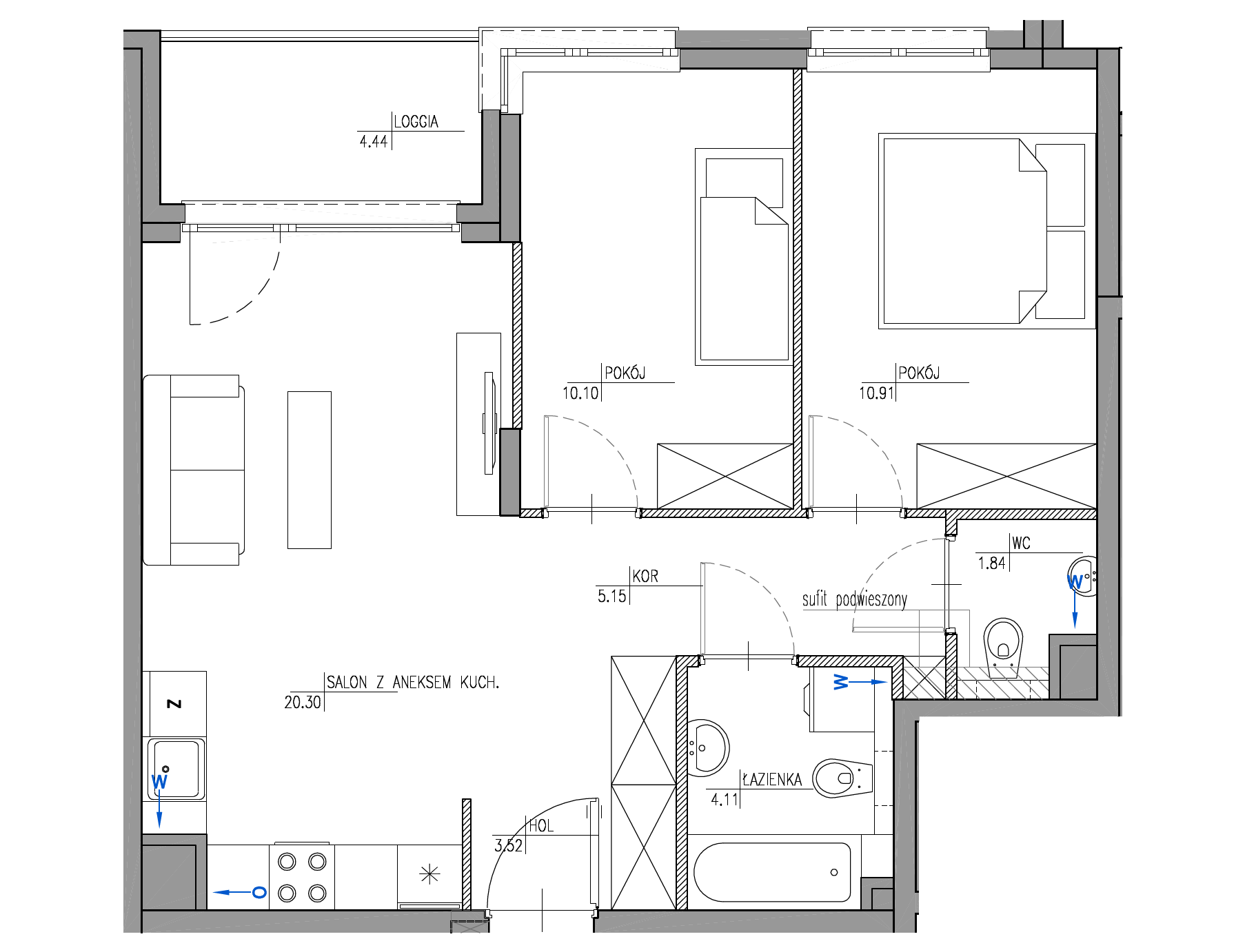 Plan 3 pok. 56m²