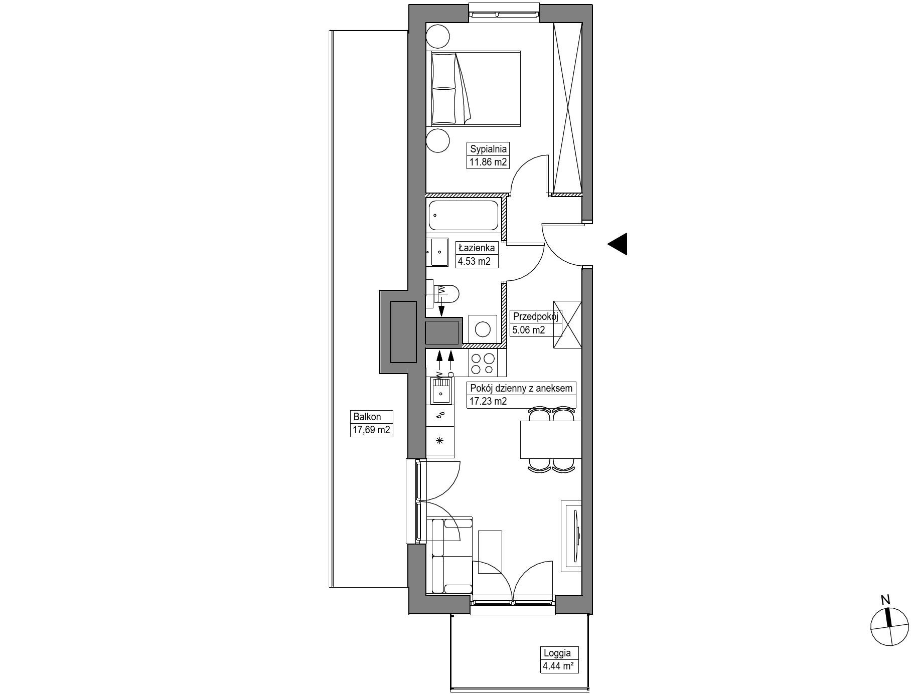 Plan 2 pok. 39m²