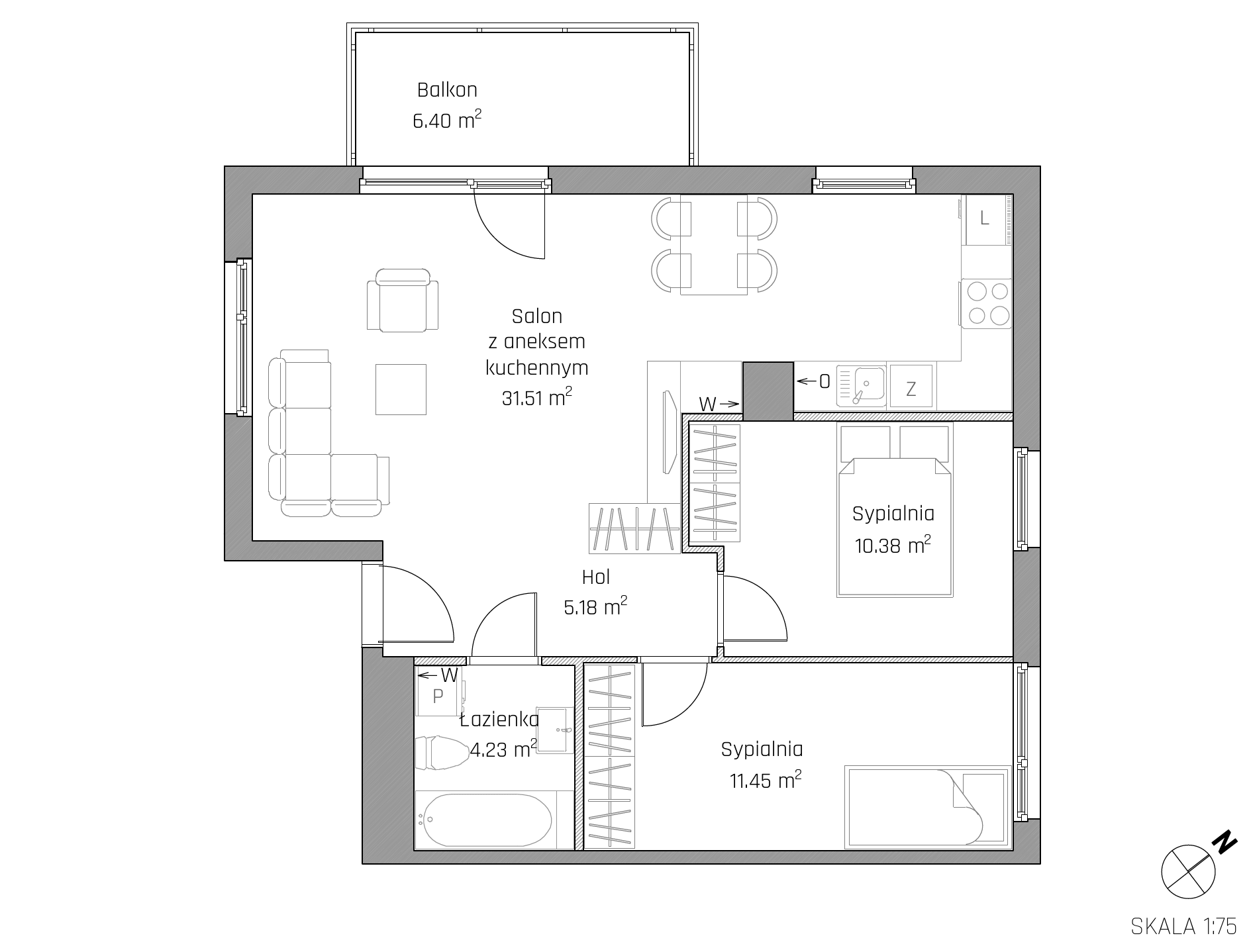 Plan 3 pok. 63m²